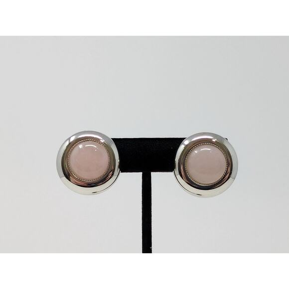 Unbranded Jewelry - Silver Tone Pink Round Dome Button Clip On Earrings Classic Office